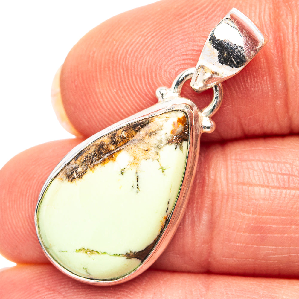 Lemon Chrysoprase Pendant 1 1/4" (.925 Sterling Silver)