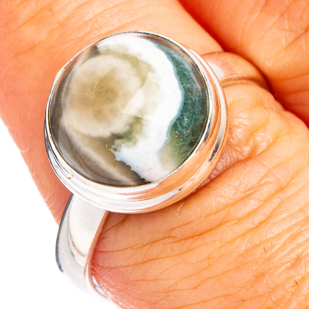 Ocean Jasper Ring Size 9 (.925 Sterling Silver)