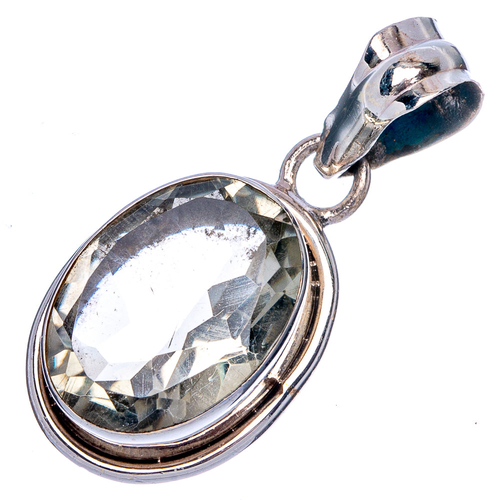 Faceted Green Amethyst 1 1/4" Pendant (925 Sterling Silver) P40011