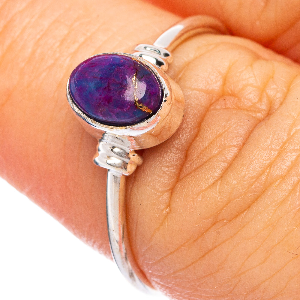 Purple Copper Composite Turquoise Dainty Ring Size 7 (925 Sterling Silver) R145667