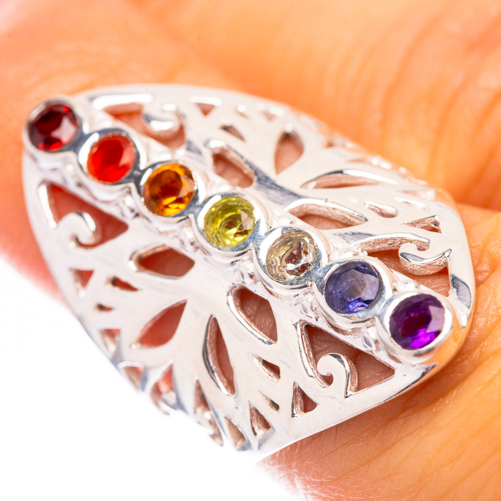 Rainbow Chakra Ring Size 6.25 (925 Sterling Silver) R140617