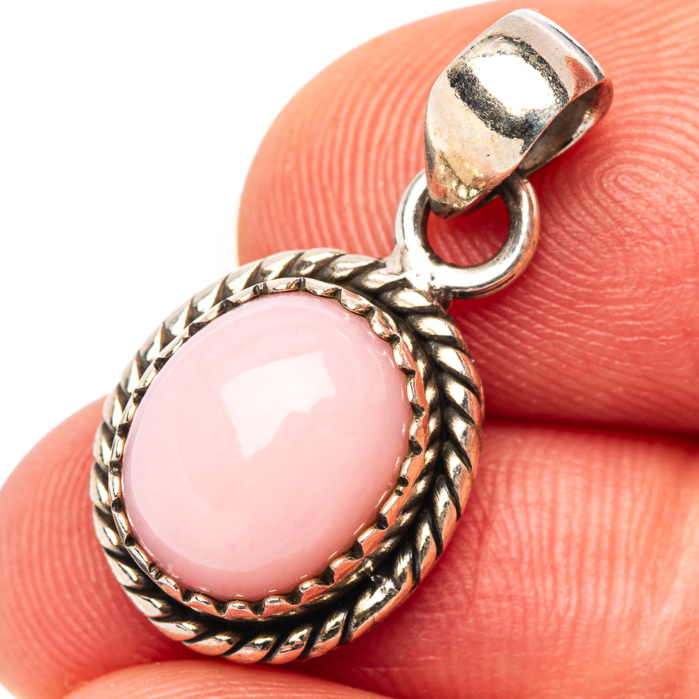 Pink Opal Pendant 7/8" (.925 Sterling Silver)