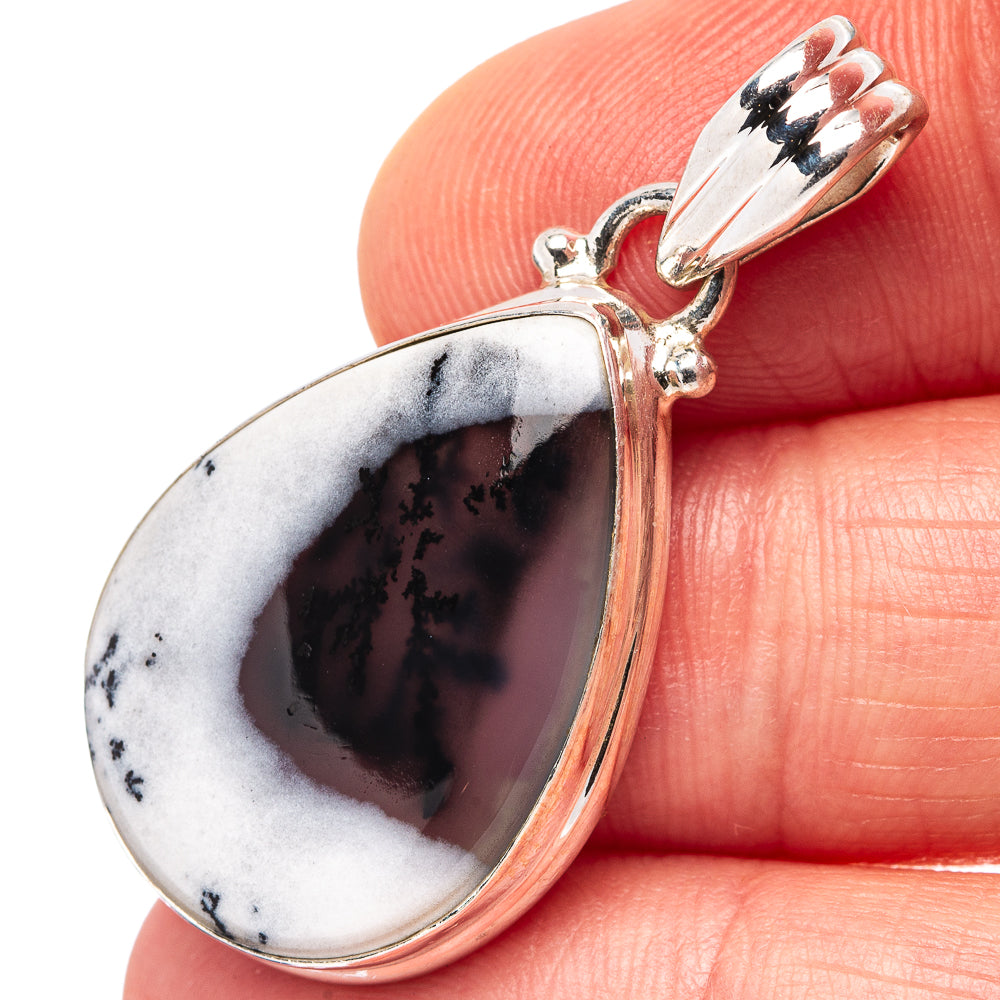 Dendrite Agate Pendant 1 1/2" (.925 Sterling Silver)