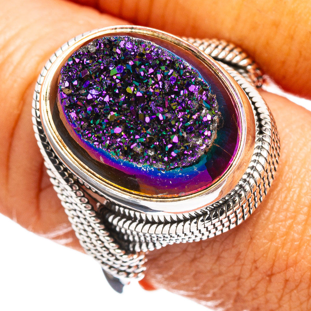 Premium Titanium Druzy Ring Size 8.75 (.925 Sterling Silver)