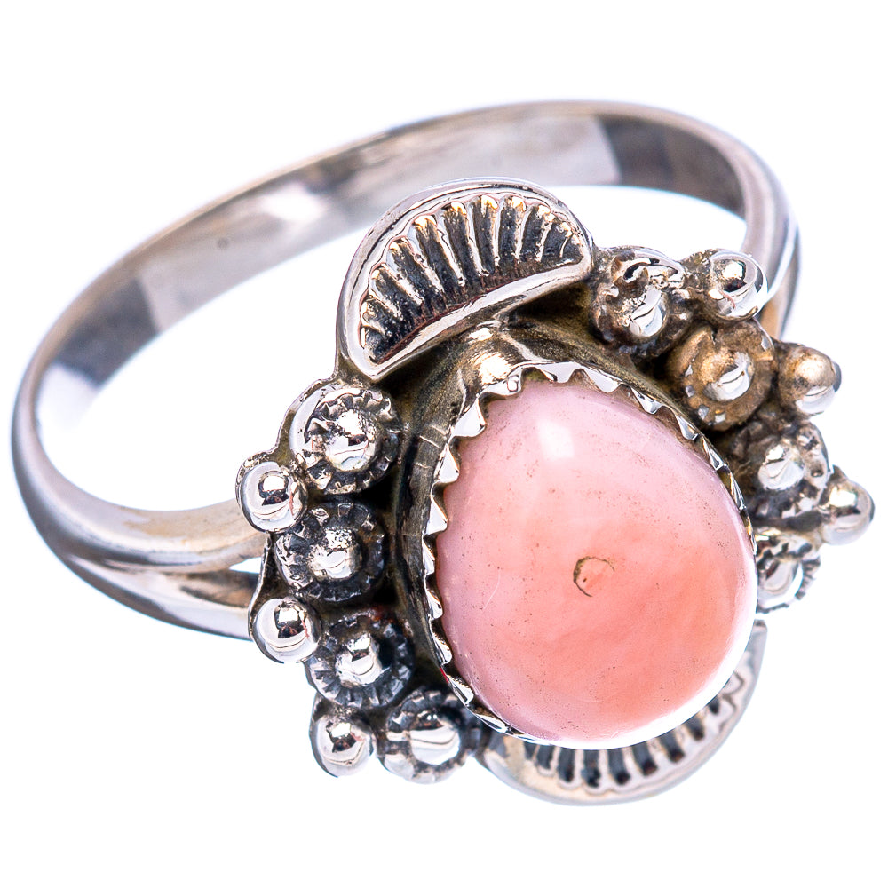 Pink Opal Native Style Ring Size 9 (.925 Sterling Silver)