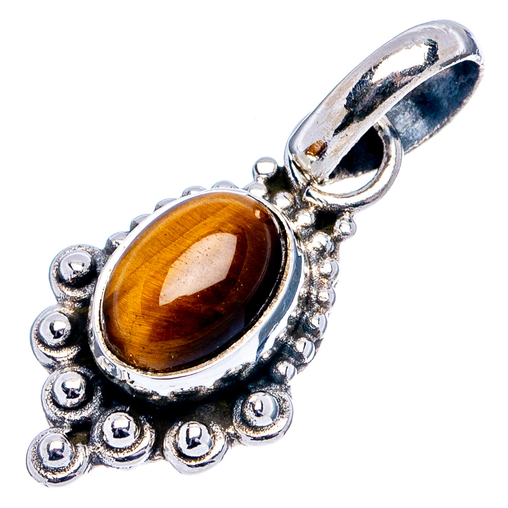Tiger's Eye Dainty Pendant 1" (.925 Sterling Silver)