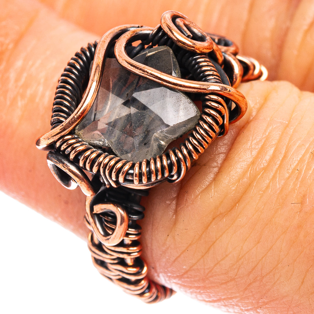 White Quartz Wire Wrap Ring Size 6.5 (Oxidized Copper)