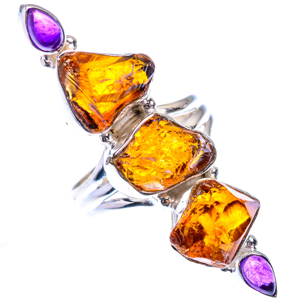Large Raw Citrine, Amethyst 925 Sterling Silver Ring Size 9.25 (925 Sterling Silver) RING140430