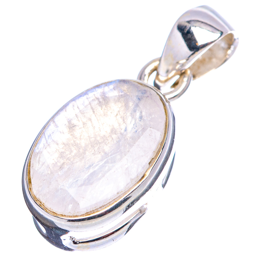 Faceted Rainbow Moonstone Pendant 1" (.925 Sterling Silver)