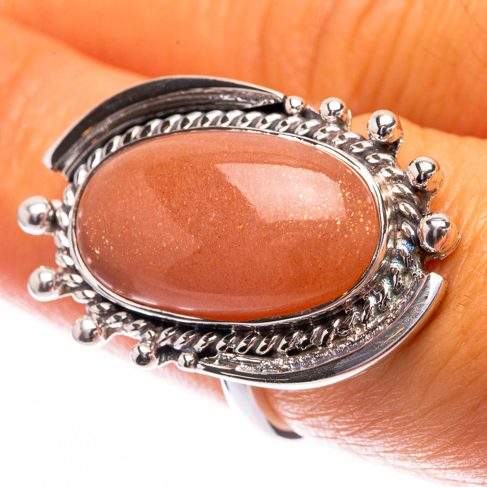 Premium Peach Moonstone Ring Size 7.25 (925 Sterling Silver) R141795