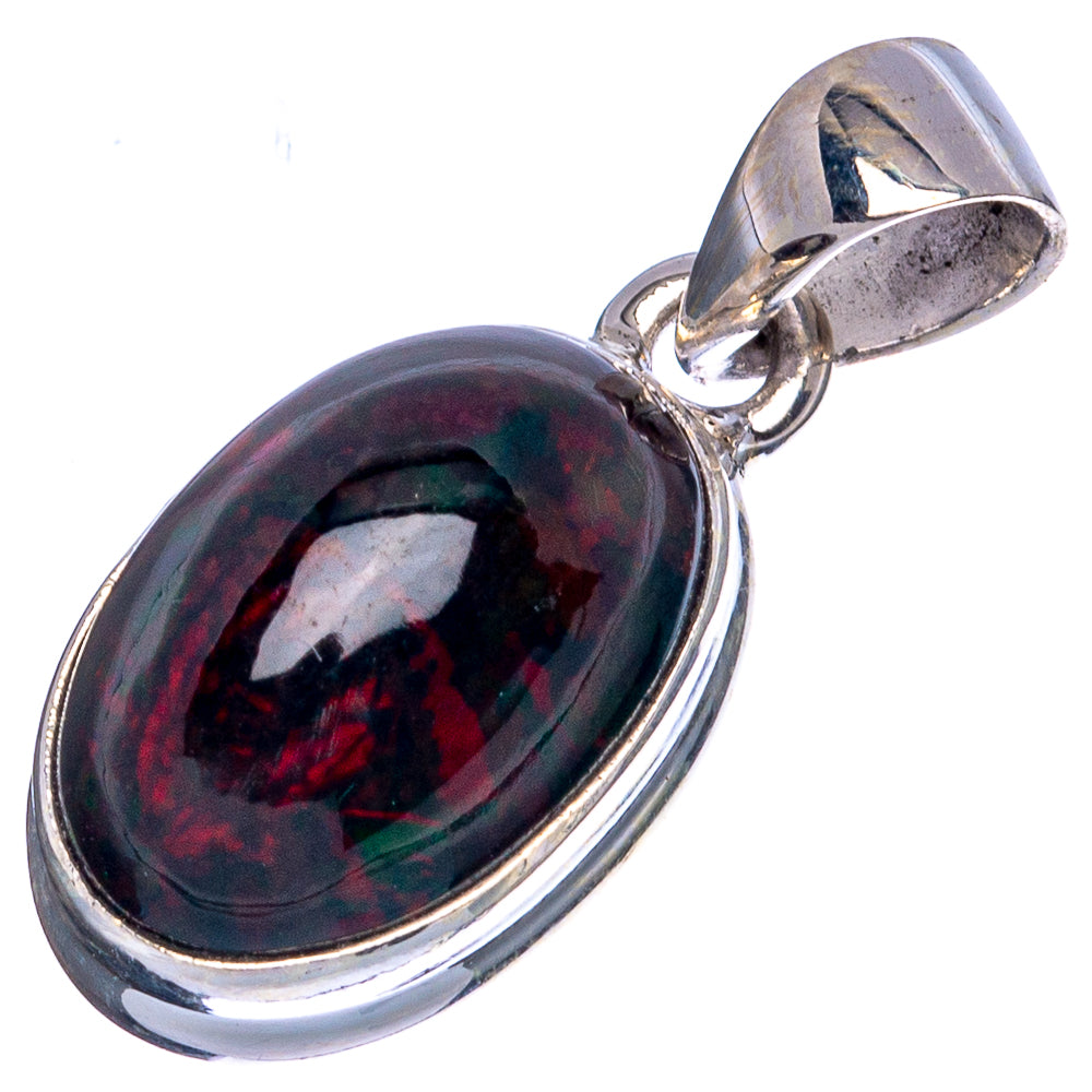 Rare Black Opal Pendant 1 1/8" (925 Sterling Silver) P43337