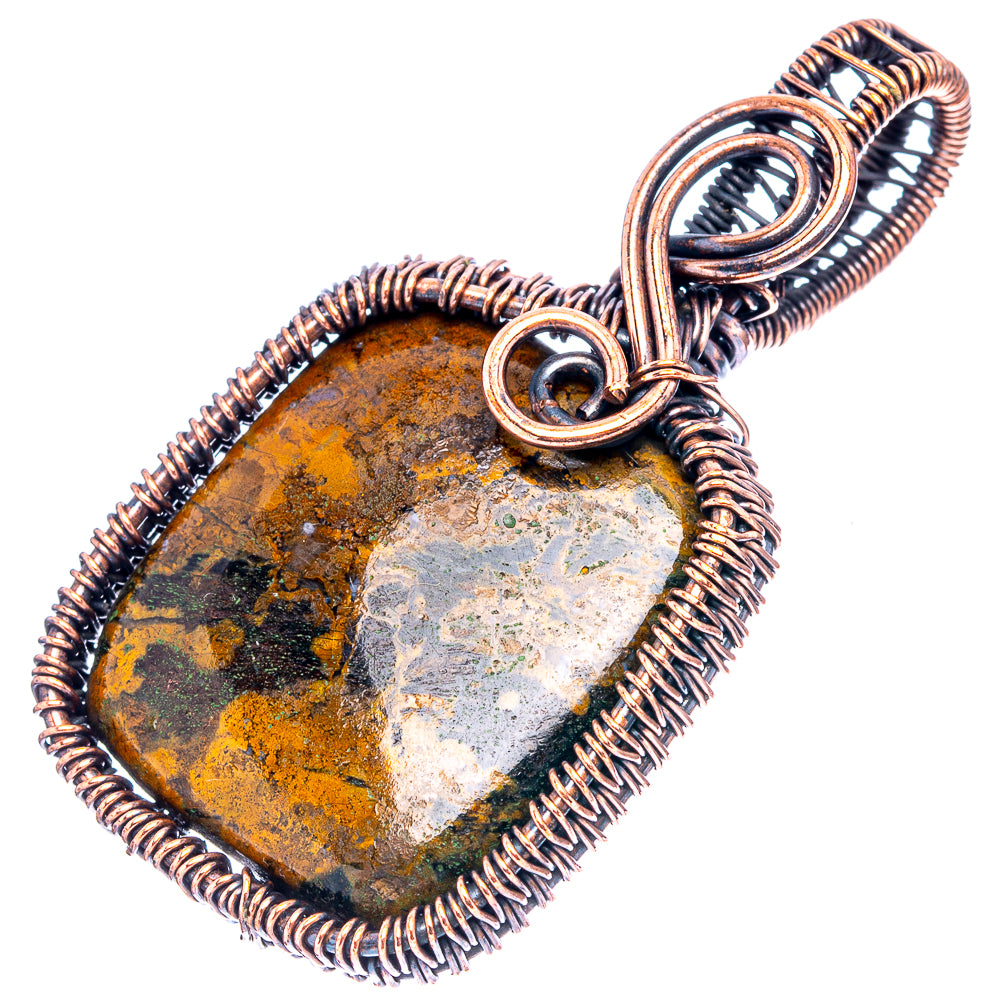 Hungarian Agate Wire Wrap Pendant 2 1/8" (Oxidized Copper)