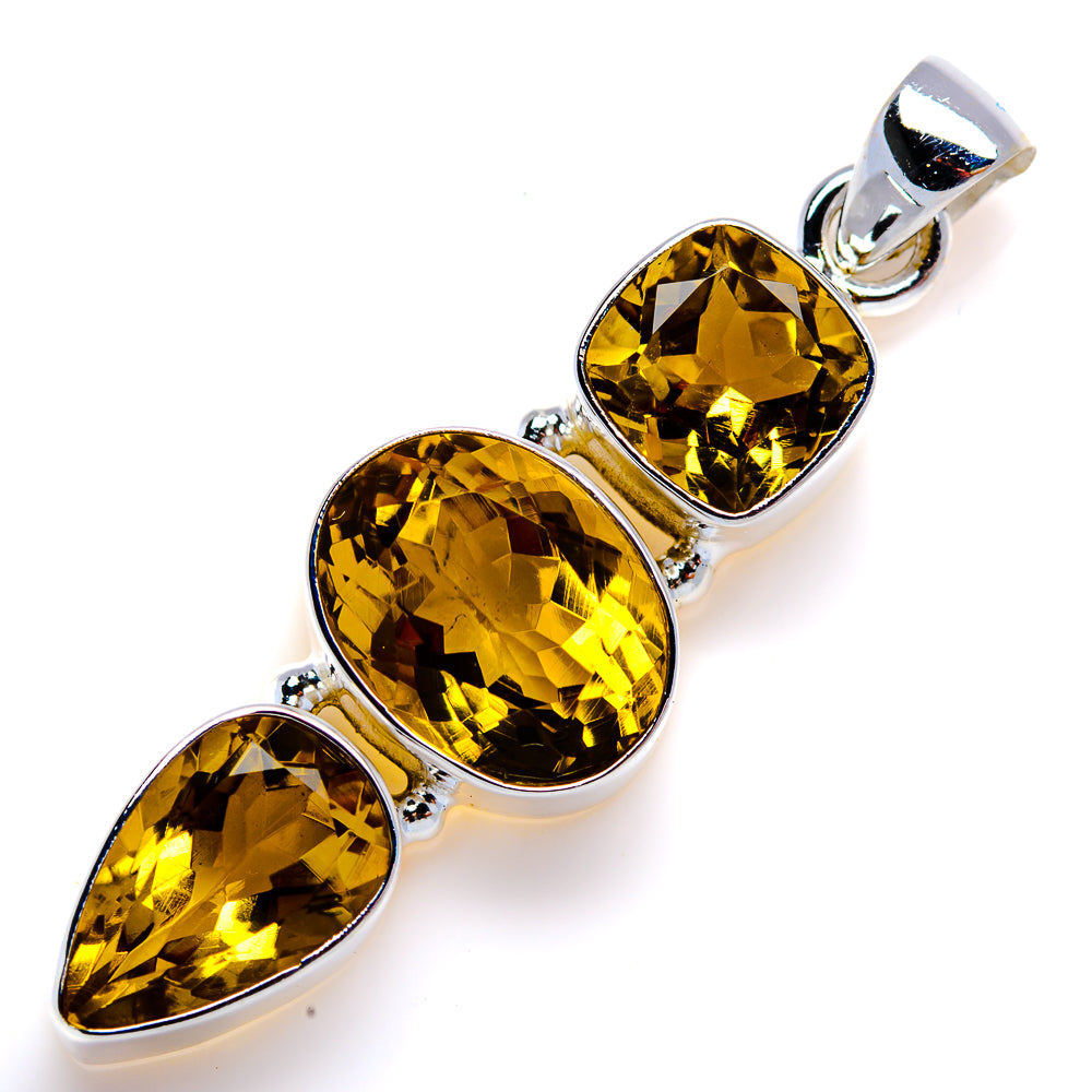 Faceted Citrine Pendant 2" (925 Sterling Silver) PD38057