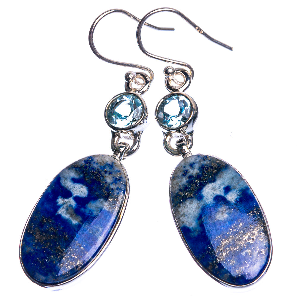 Shattuckite, Blue Topaz 925 Sterling Silver Earrings 2"