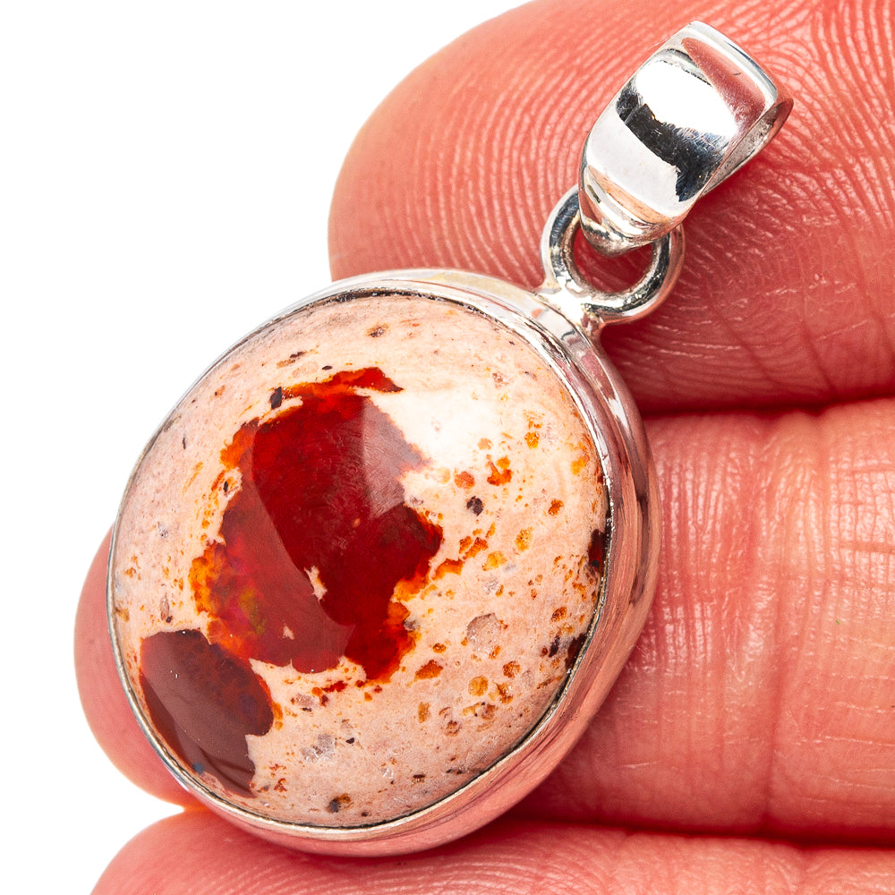 Rare Mexican Fire Opal Pendant 1 1/4" (.925 Sterling Silver)