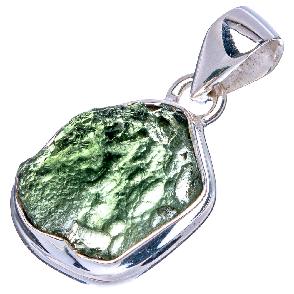 Rare Moldavite Pendant 1 1/8" (925 Sterling Silver) P43381