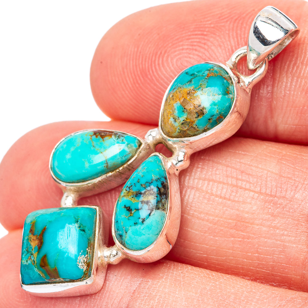 Kingman Turquoise Pendant 1 5/8" (925 Sterling Silver) P42778
