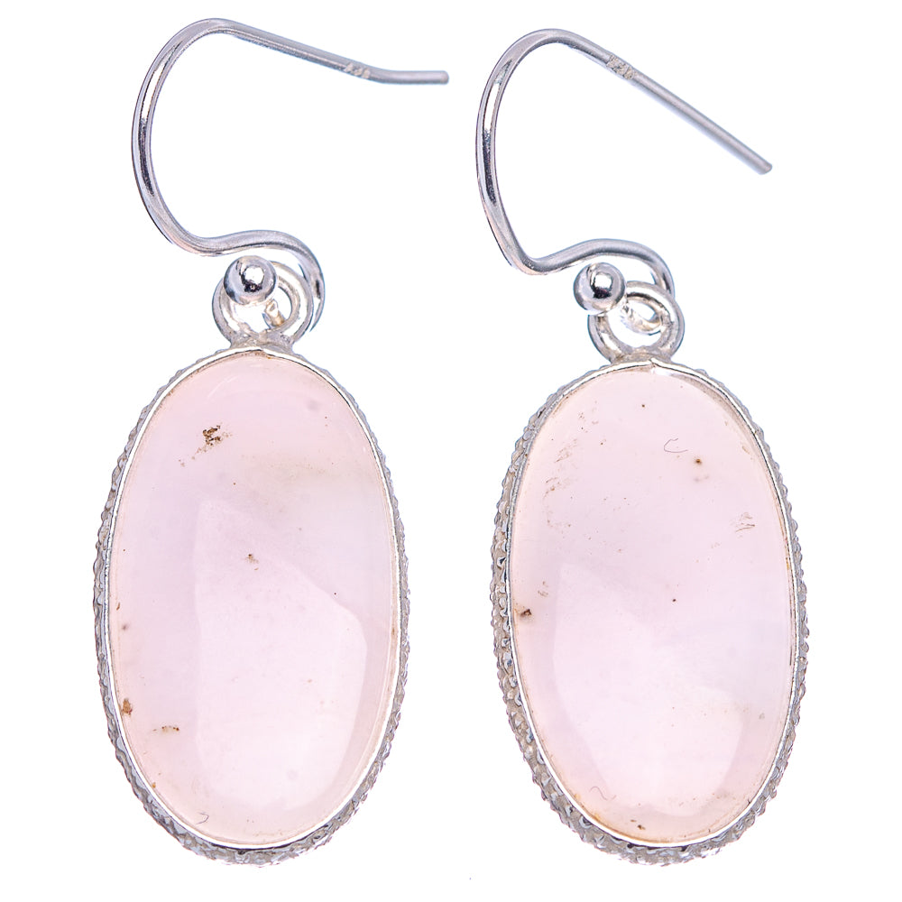 Pink Opal Earrings 1 3/8" (.925 Sterling Silver)