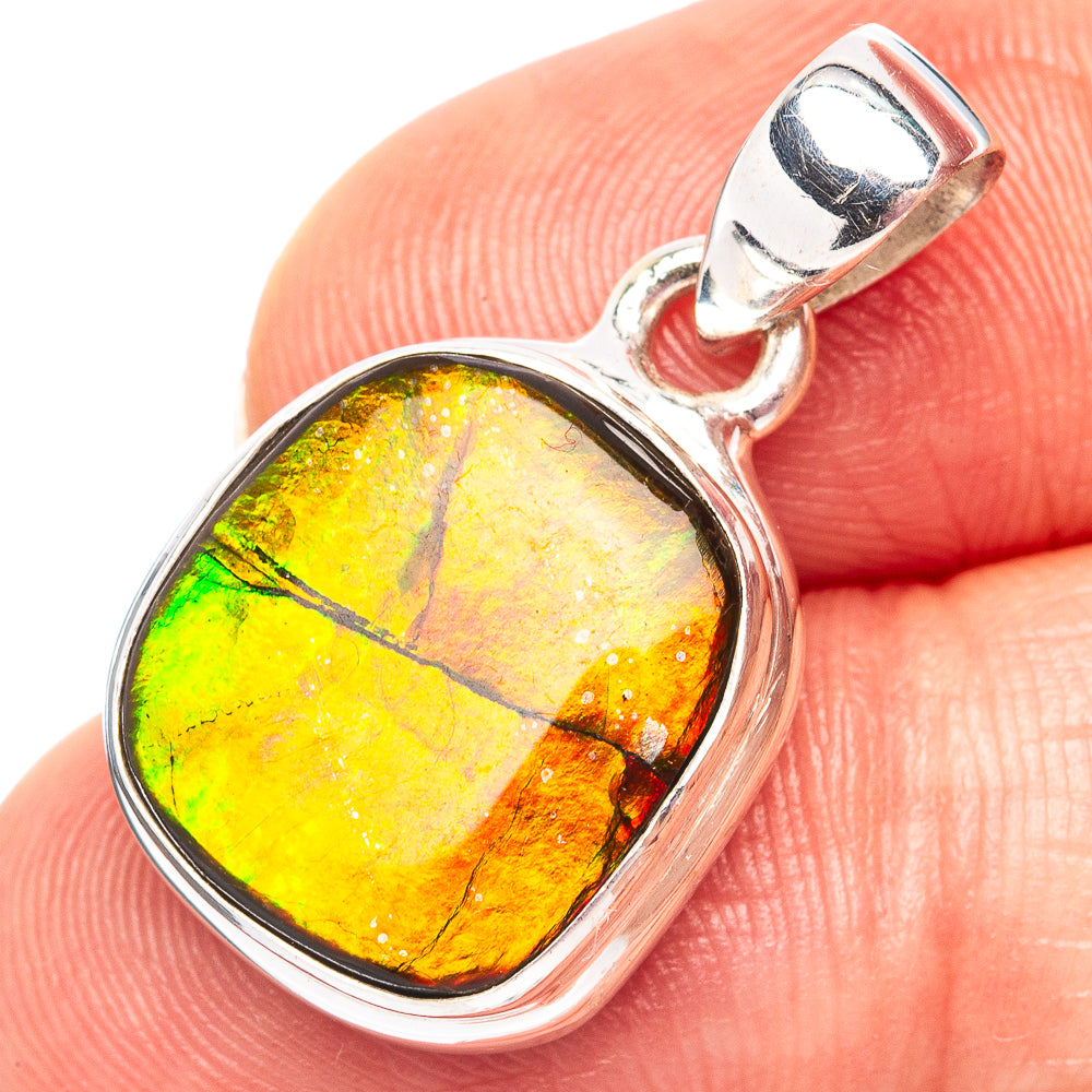 Premium Canadian Ammolite Pendant 1 1/8" (.925 Sterling Silver)