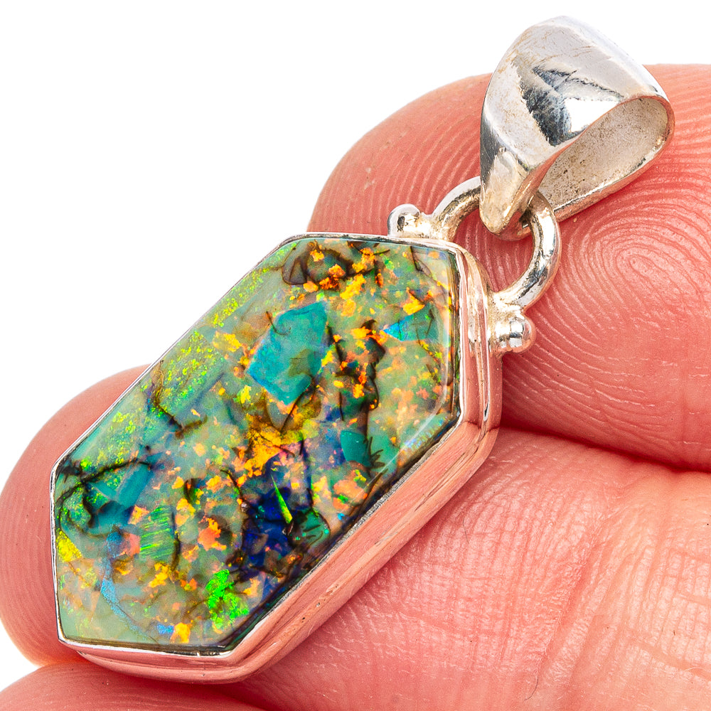 Rare Sterling Opal Pendant 1 1/4" (925 Sterling Silver) P40438