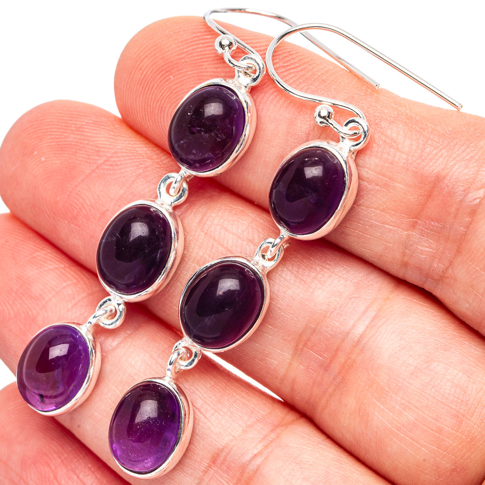 Amethyst Earrings 2 1/4" (925 Sterling Silver) E3049