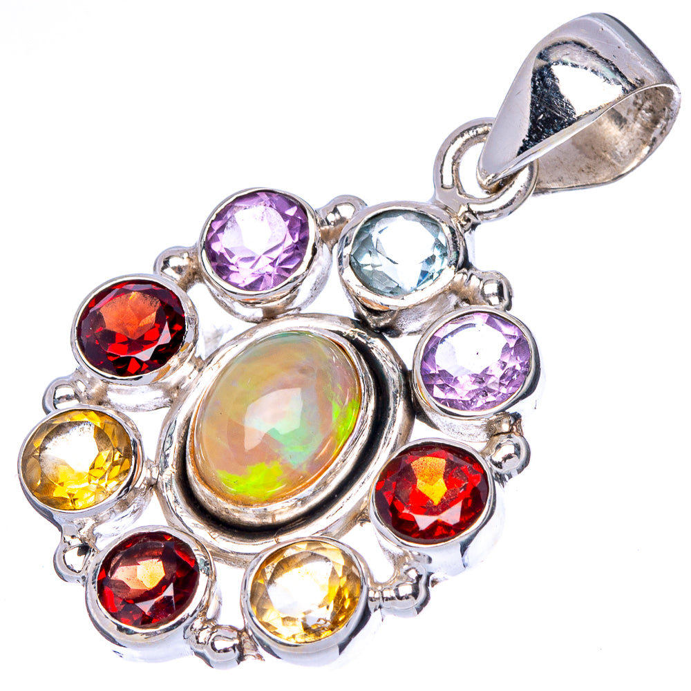 Rare Ethiopian Opal, Garnet, Amethyst, Blue Topaz, Citrine Pendant 1 1/2" (925 Sterling Silver) P40979
