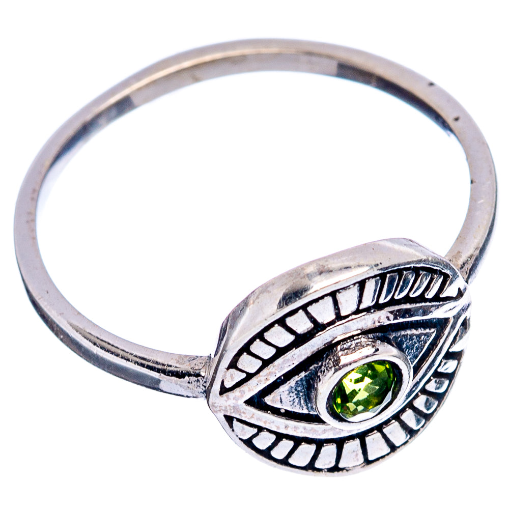 Peridot Eye Dainty Ring Size 6.5 (.925 Sterling Silver)