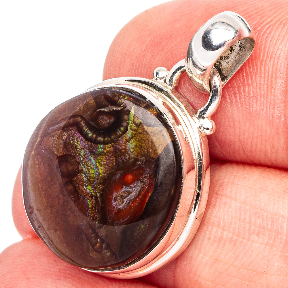 Rare Mexican Fire Agate Pendant 1 1/8" (.925 Sterling Silver)