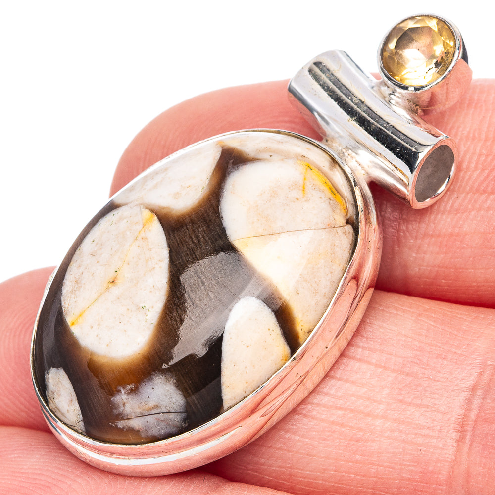Peanut Wood Jasper Pendant 1 1/2" (925 Sterling Silver) P41962