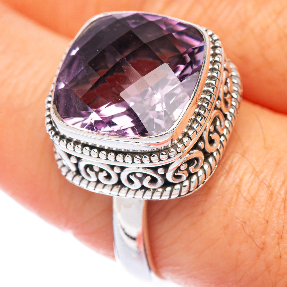 Faceted Pink Amethyst Ring Size 9 (925 Sterling Silver) R144698