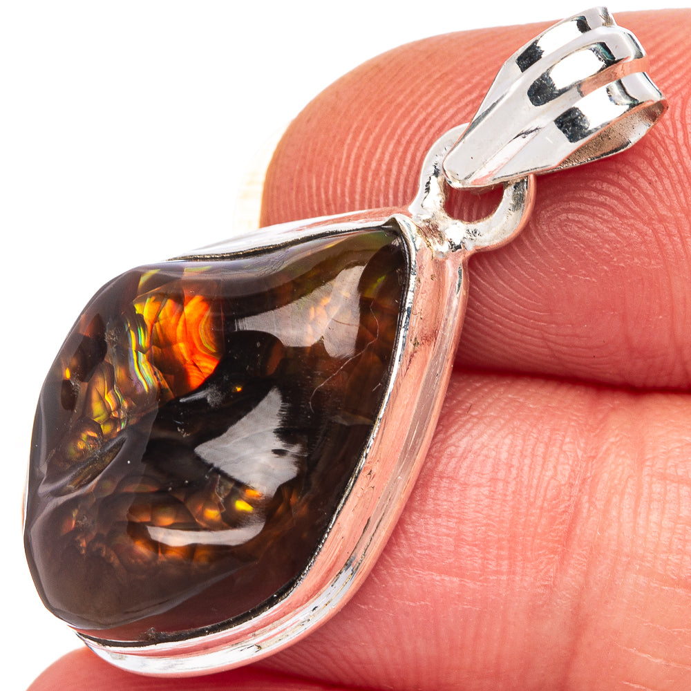 Rare Mexican Fire Agate Pendant 1 3/8" (925 Sterling Silver) P39992
