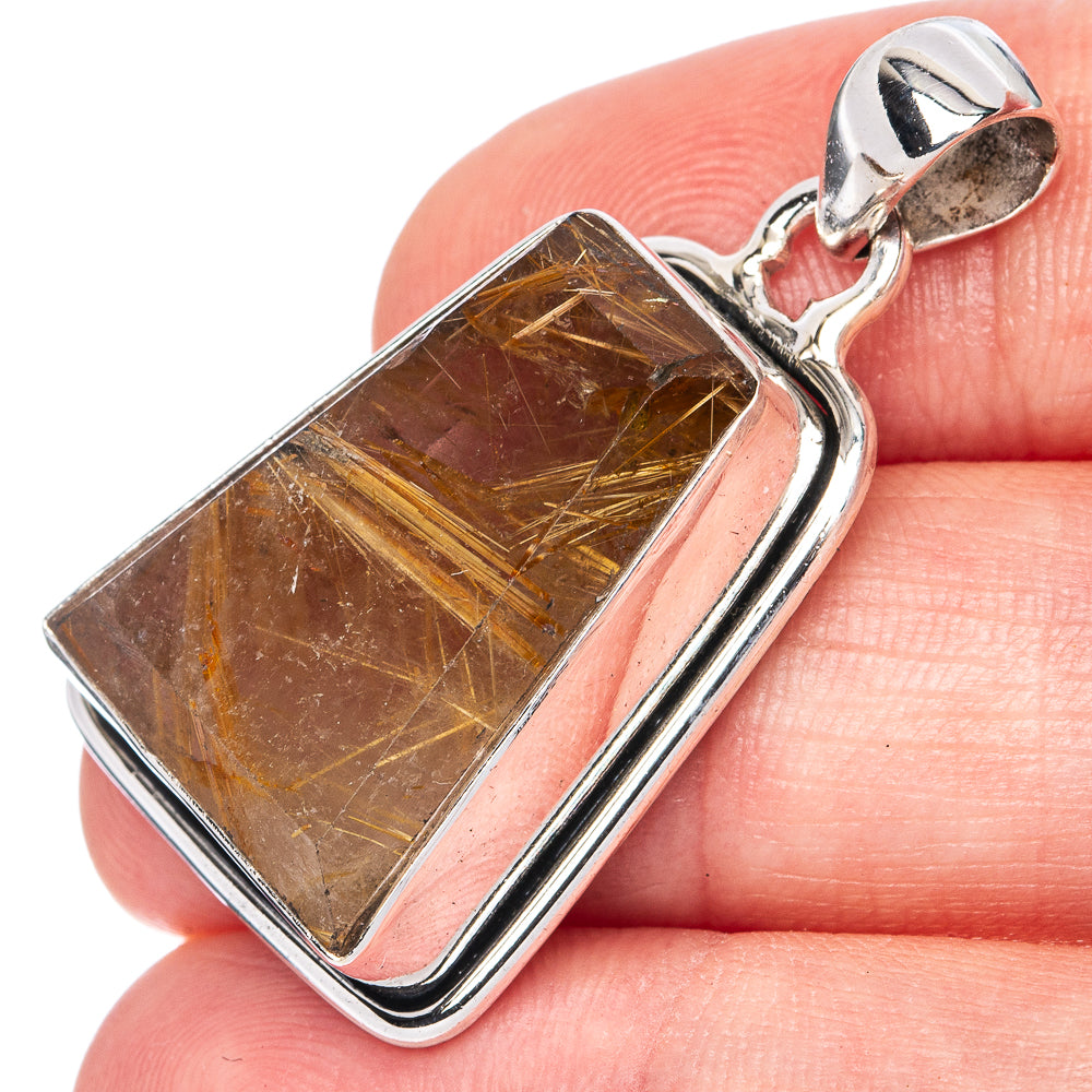 Half Star Rutile Pendant 1 1/2" (925 Sterling Silver) P41286