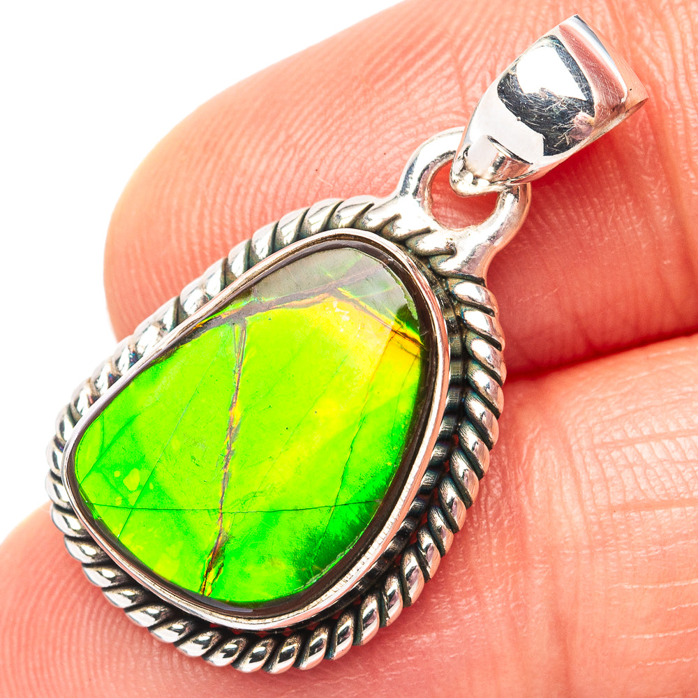 Premium Canadian Ammolite Pendant 1 1/8" (.925 Sterling Silver)