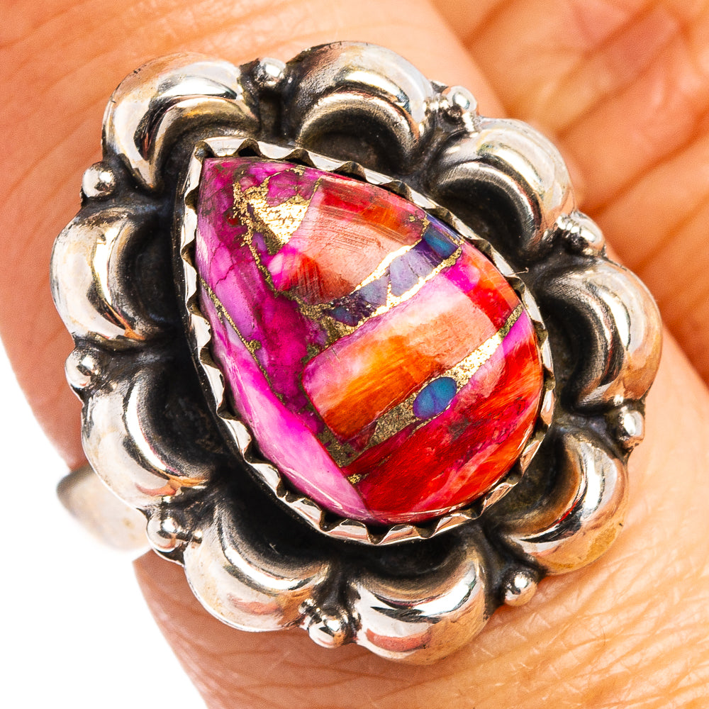 Pink Dahlia Mohave Turquoise Ring Size 7 (.925 Sterling Silver)
