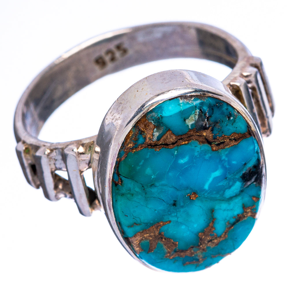 Blue Copper Composite Turquoise Ring Size 7.25 (925 Sterling Silver) R146491