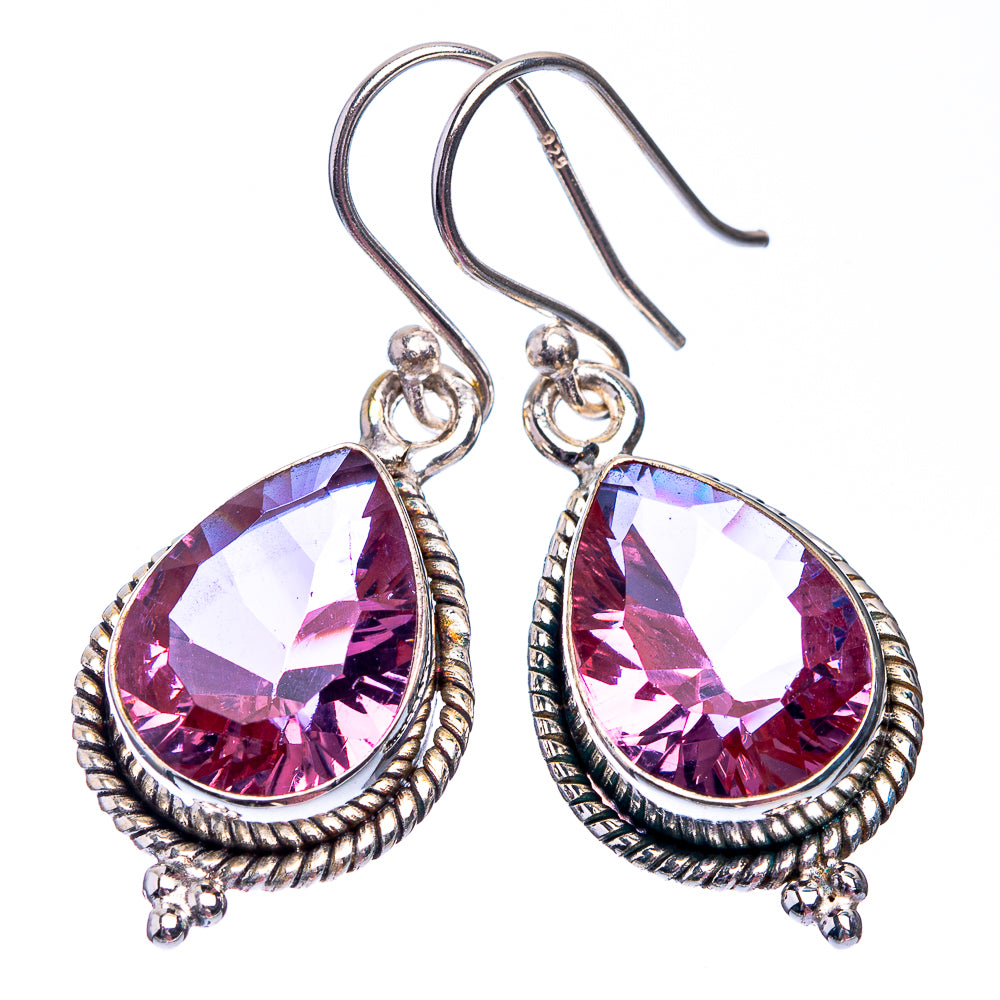 Faceted Alexandrite (Lab.) Earrings 1 3/8" (925 Sterling Silver) E432396