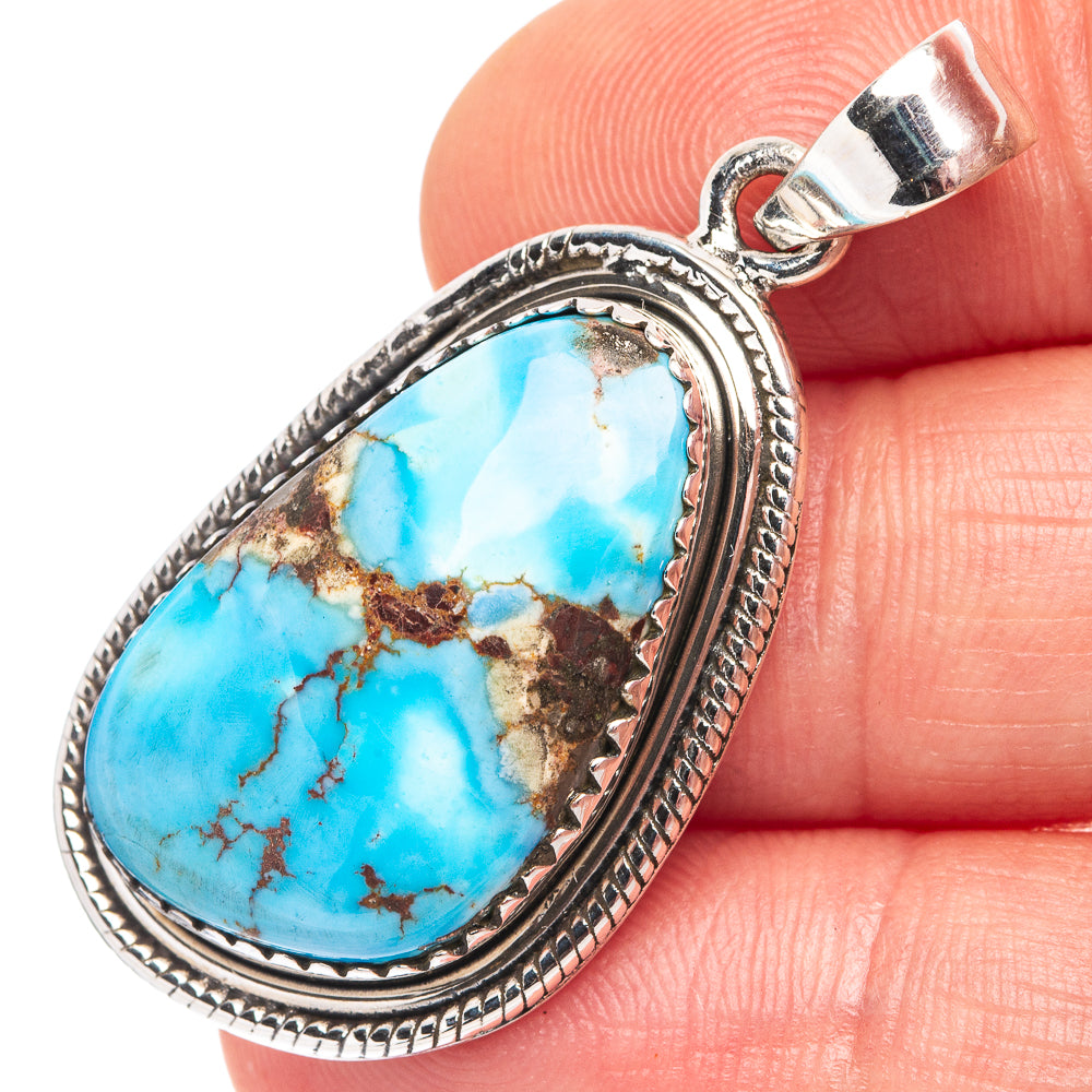 Rare Golden Hills Turquoise Pendant 1 5/8" (.925 Sterling Silver)