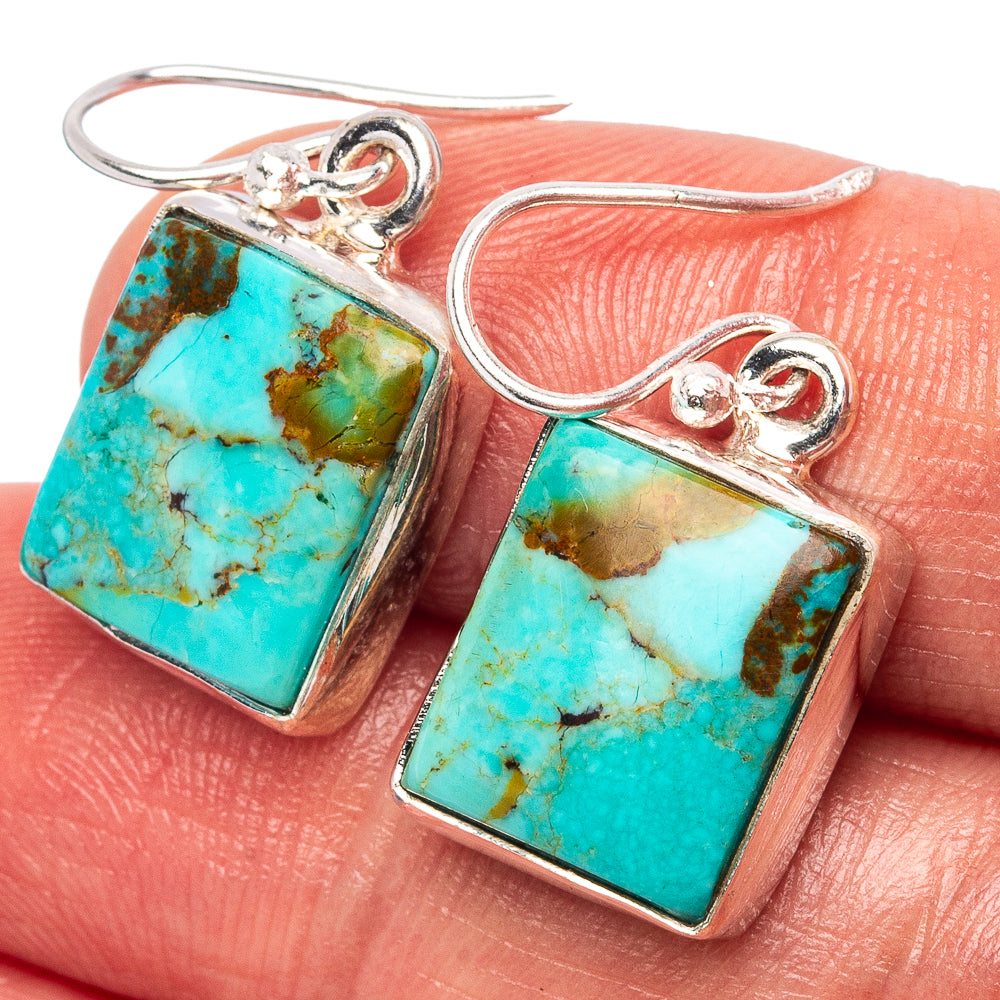 Mohave Turquoise Earrings 1 1/8" (.925 Sterling Silver)