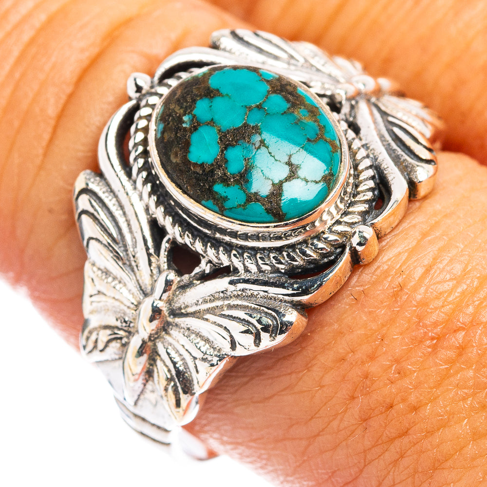 Number 8 Mine Turquoise Butterfly Ring Size 10 (.925 Sterling Silver)
