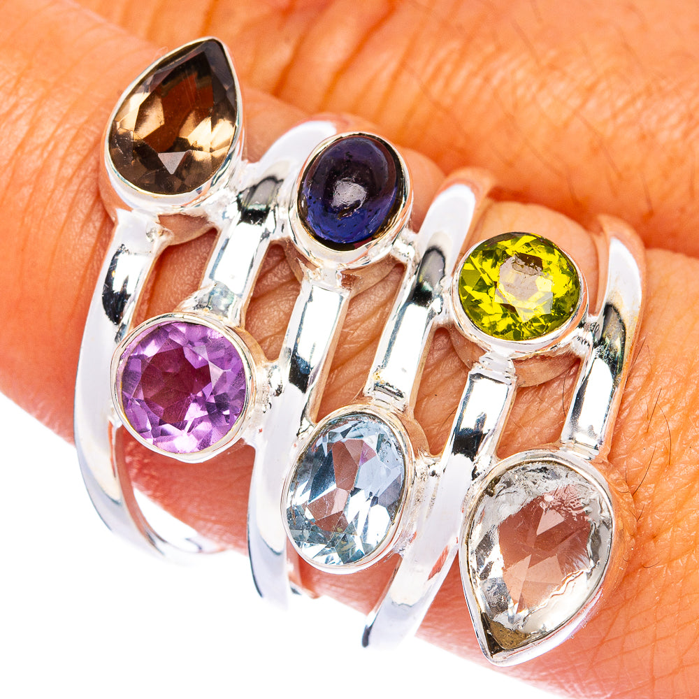 Large Smoky Quartz, Amethyst, Tanzanite, Blue Topaz, Peridot, White Quartz Ring Size 8.75 (925 Sterling Silver) R144526