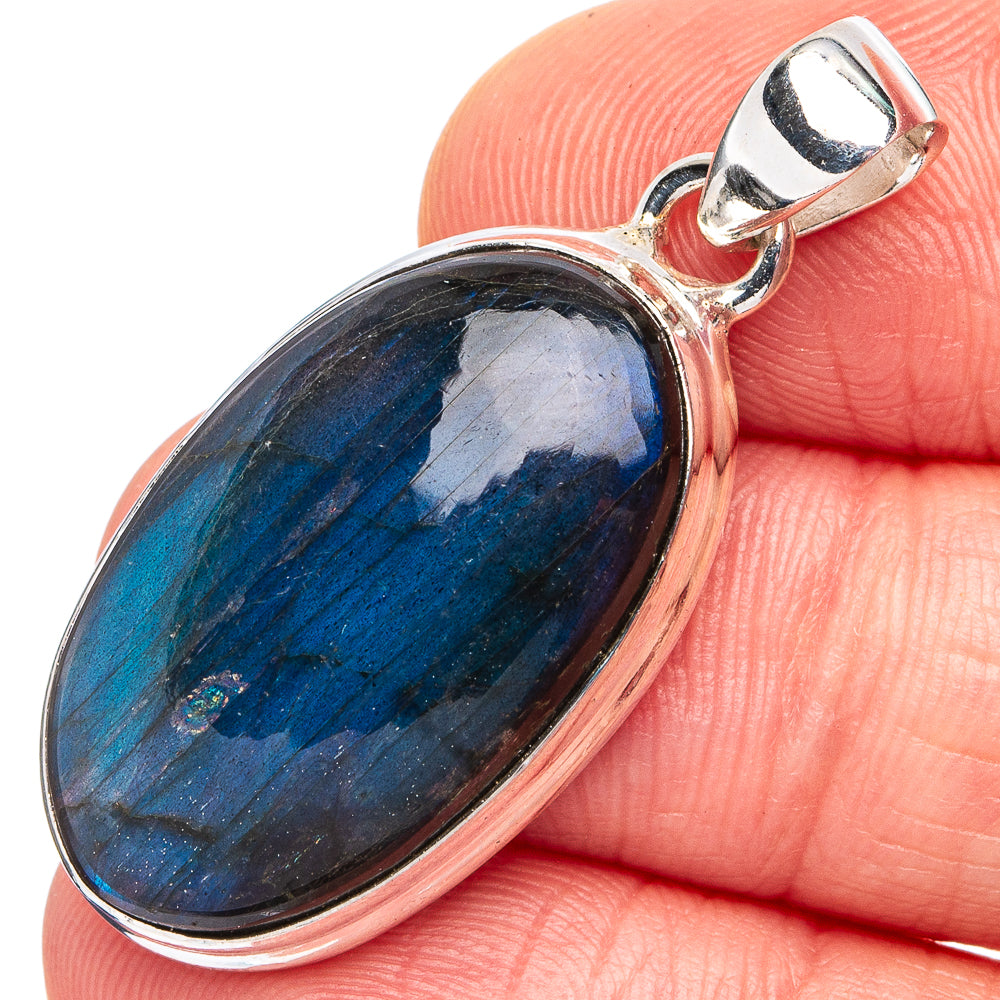 Labradorite Pendant 1 3/8" (.925 Sterling Silver)