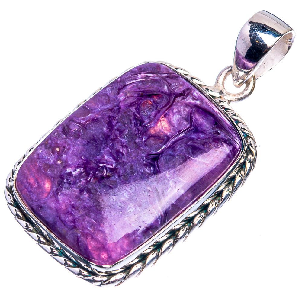 Charoite 925 Sterling Silver Pendant 1 1/2"