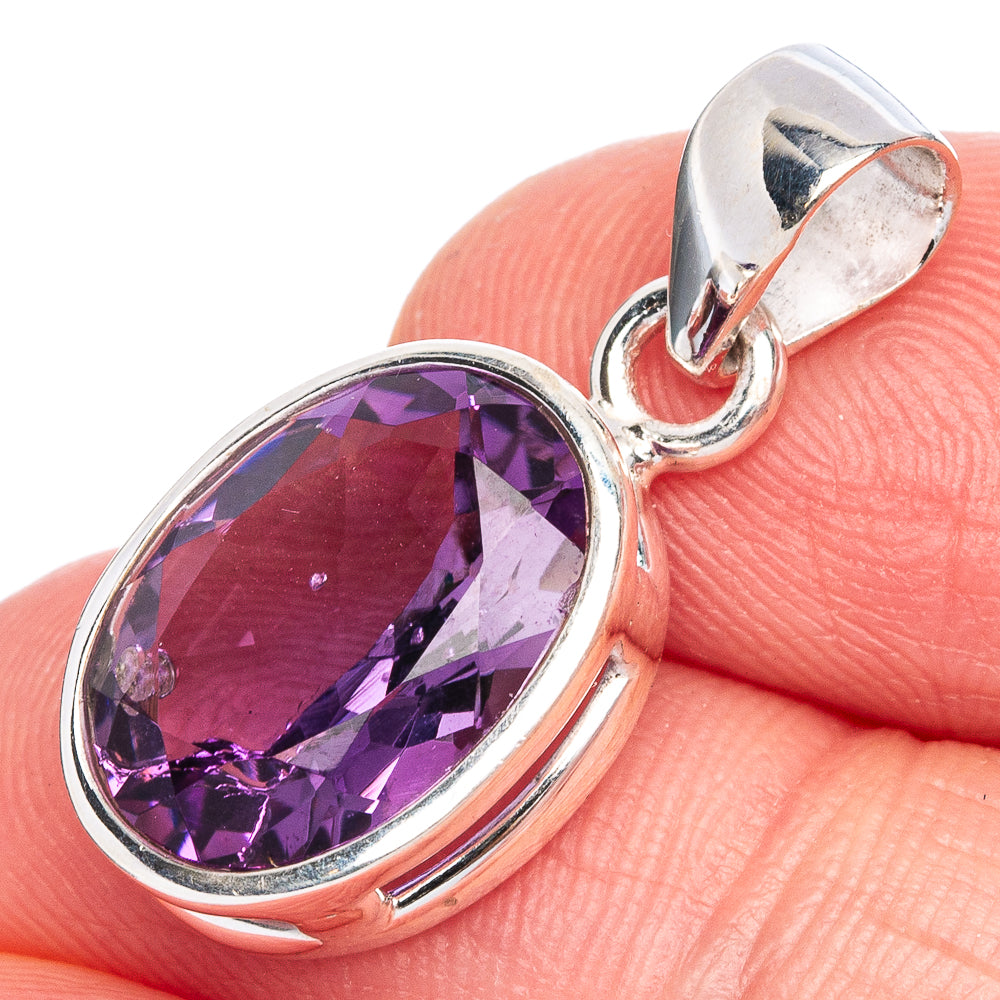 Amethyst Pendant 1 1/8" (925 Sterling Silver) P40271