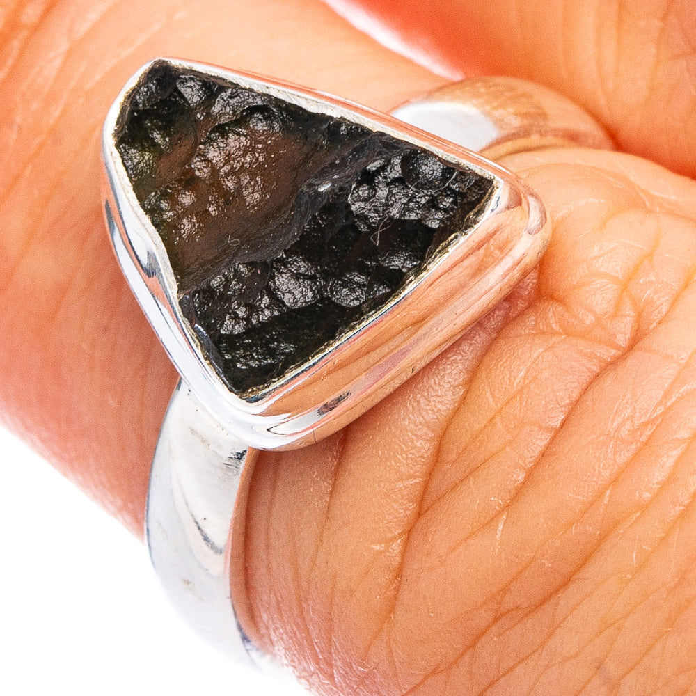 Rare Raw Moldavite Ring Size 6 (.925 Sterling Silver)