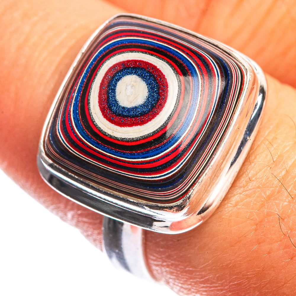 Rainbow Calsilica 925 Sterling Silver Ring Size 7.75