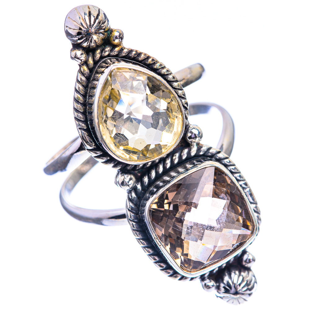 Large Smoky Quartz, Citrine Ring Size 11.25 (925 Sterling Silver) R143221
