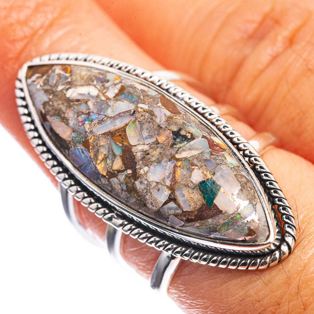Large Brecciated Ethiopian Opal 925 Sterling Silver Ring Size 7