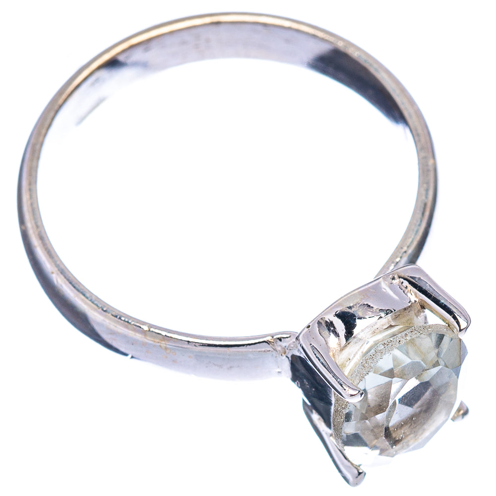 Faceted Green Amethyst Ring Size 7.5 (.925 Sterling Silver)