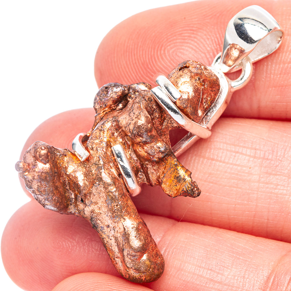 Raw Copper Nugget Pendant 1 1/2" (925 Sterling Silver) P41538