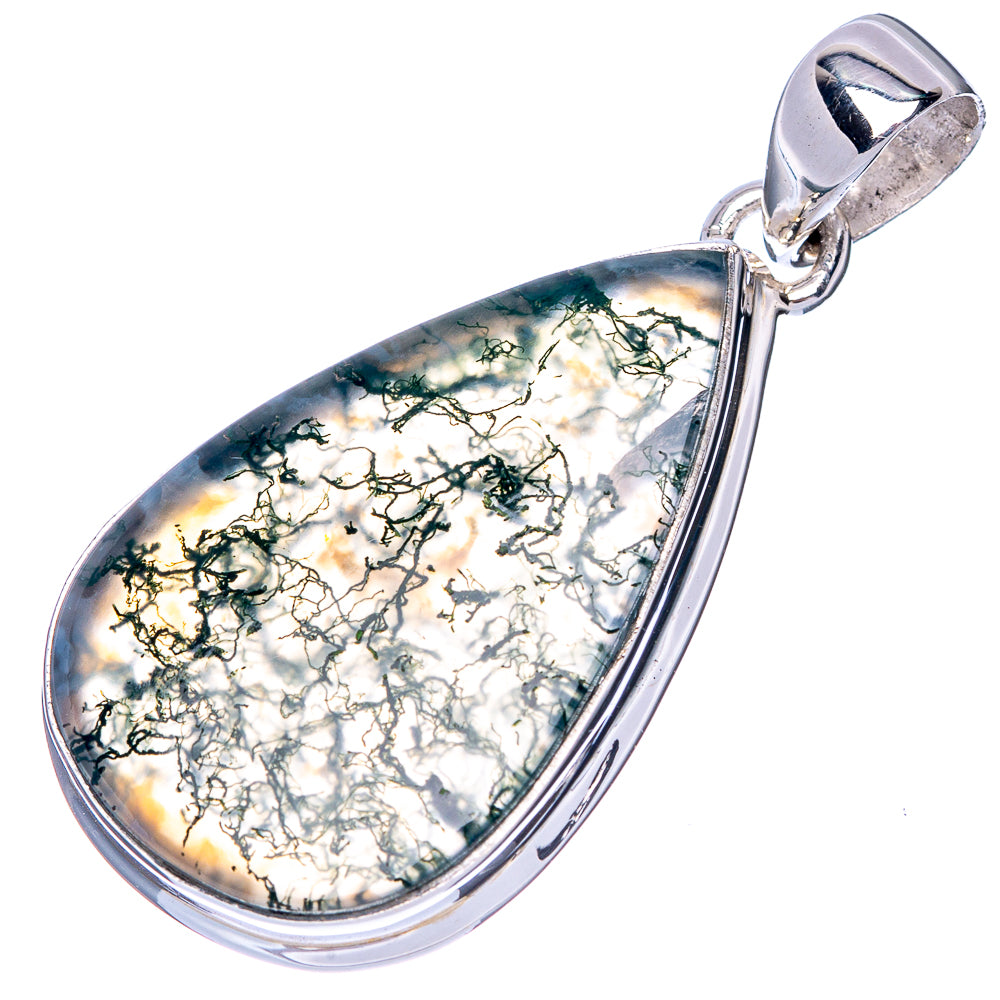 Moss Agate Pendant 1 5/8" (925 Sterling Silver) P40958